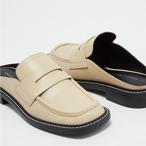 Charles & Keith Tan Loafer Mules